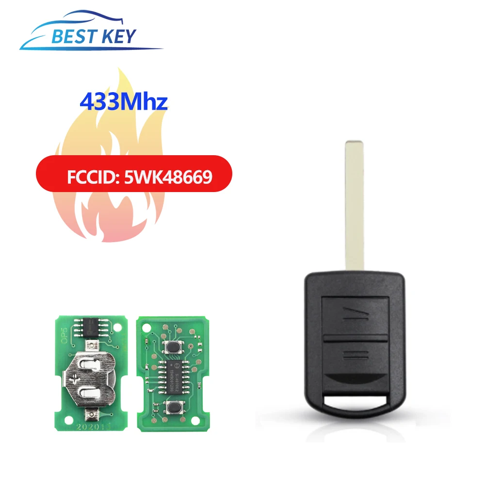 BEST KEY Smart Car Key Fob Uncut No Chip 433Mhz per Vauxhall per Opel Corsa C Meriva Tigra Combo Van Remote Control Key 5 wk48669