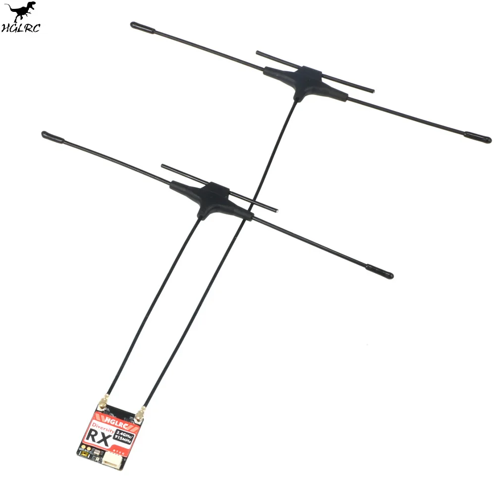HGLRC ELRS 2.4G/915MHz Dual-Band-Empfänger 100mW CRSF-Telemetrie mit Einzel-/Doppelantennen-Option für FPV-Drohne und Starrflügler