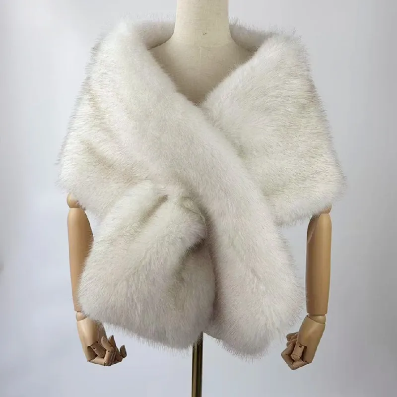 

160*28 см женская теплая шаль из искусственного лисьего меха, зимний женский плюшевый шарф, накидки, плащ, пальто, свадебные роскошные длинные накидки, шарфы