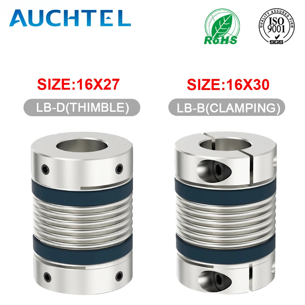 Shaft Coupling LB D16L27/30 Bellows Flexible Motor Coupler CNC Aluminium High Elasticity Universal Joint 3D Printer Cardan