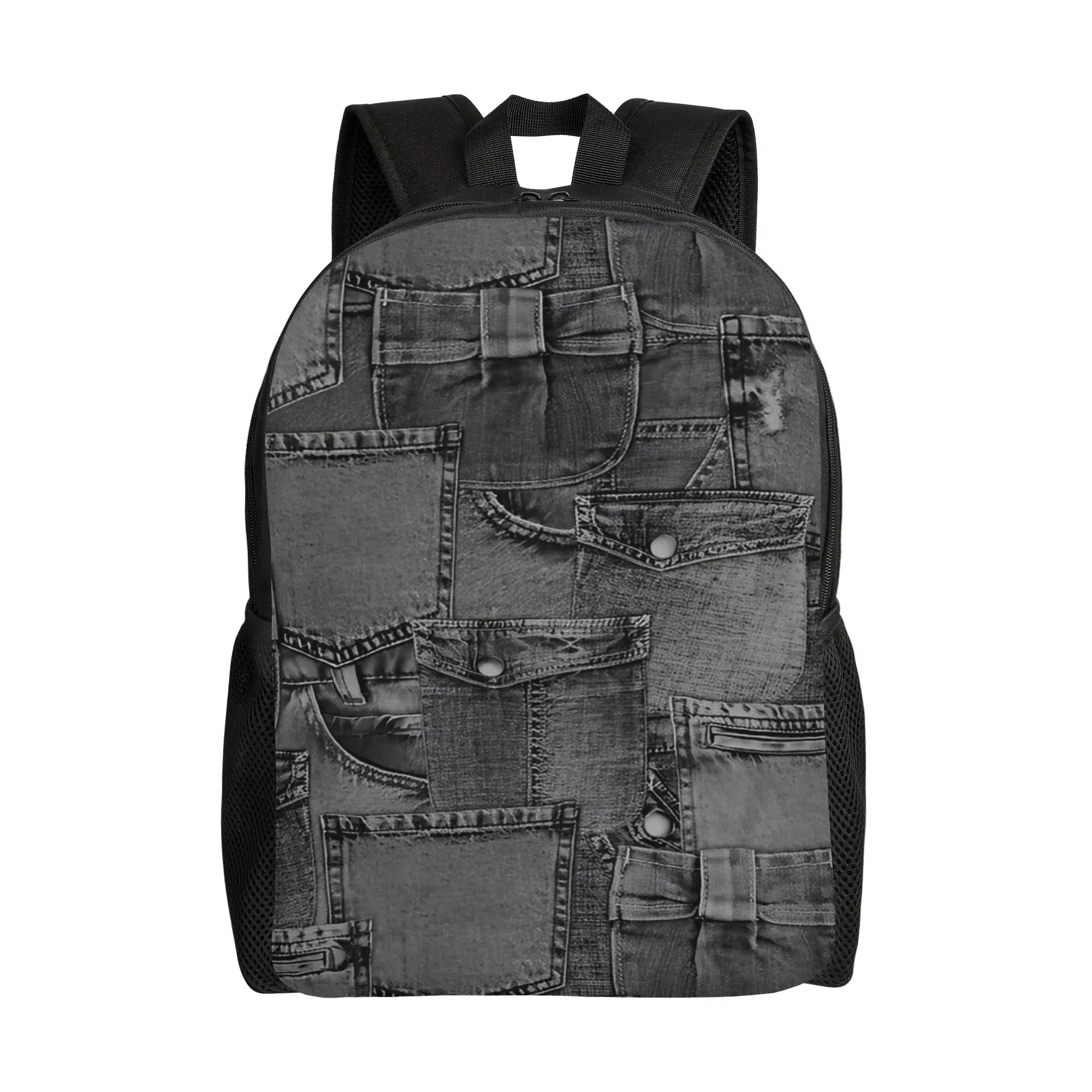 College Bag Back to school season Jeans fashion background  Light Backpack