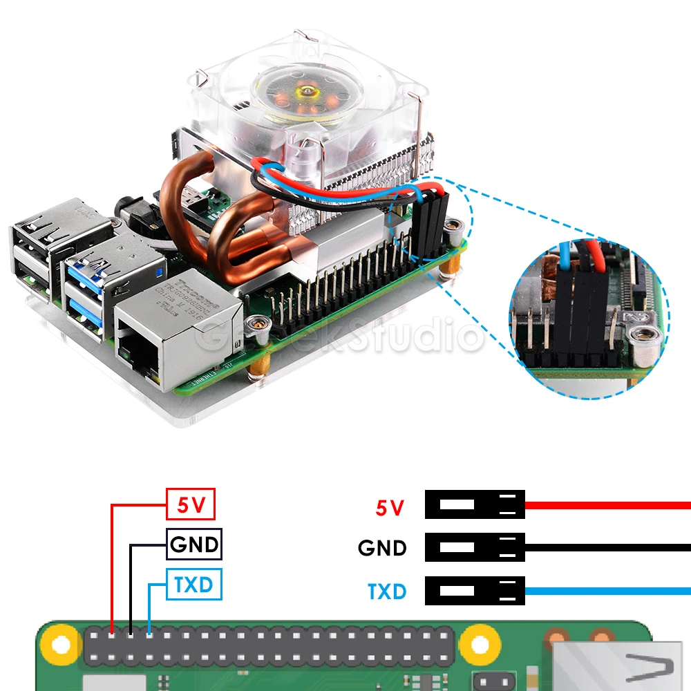 Düşük profilli buz kulesi soğutma fanı Metal kasa 7 renk RGB değiştirme LED ışık braket kabuk ile ahududu Pi için 4 B / 3B + / 3B