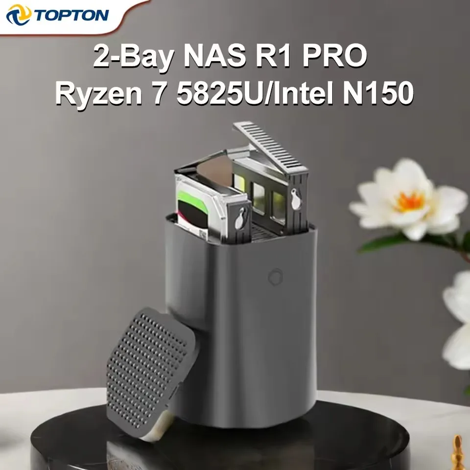 Topton 2-Bay NAS R1 PRO AMD Ryzen 7 5825U Intel N150 Firewall Router 2x i226-V 2.5G Mini PC Network Storage Server Private Cloud