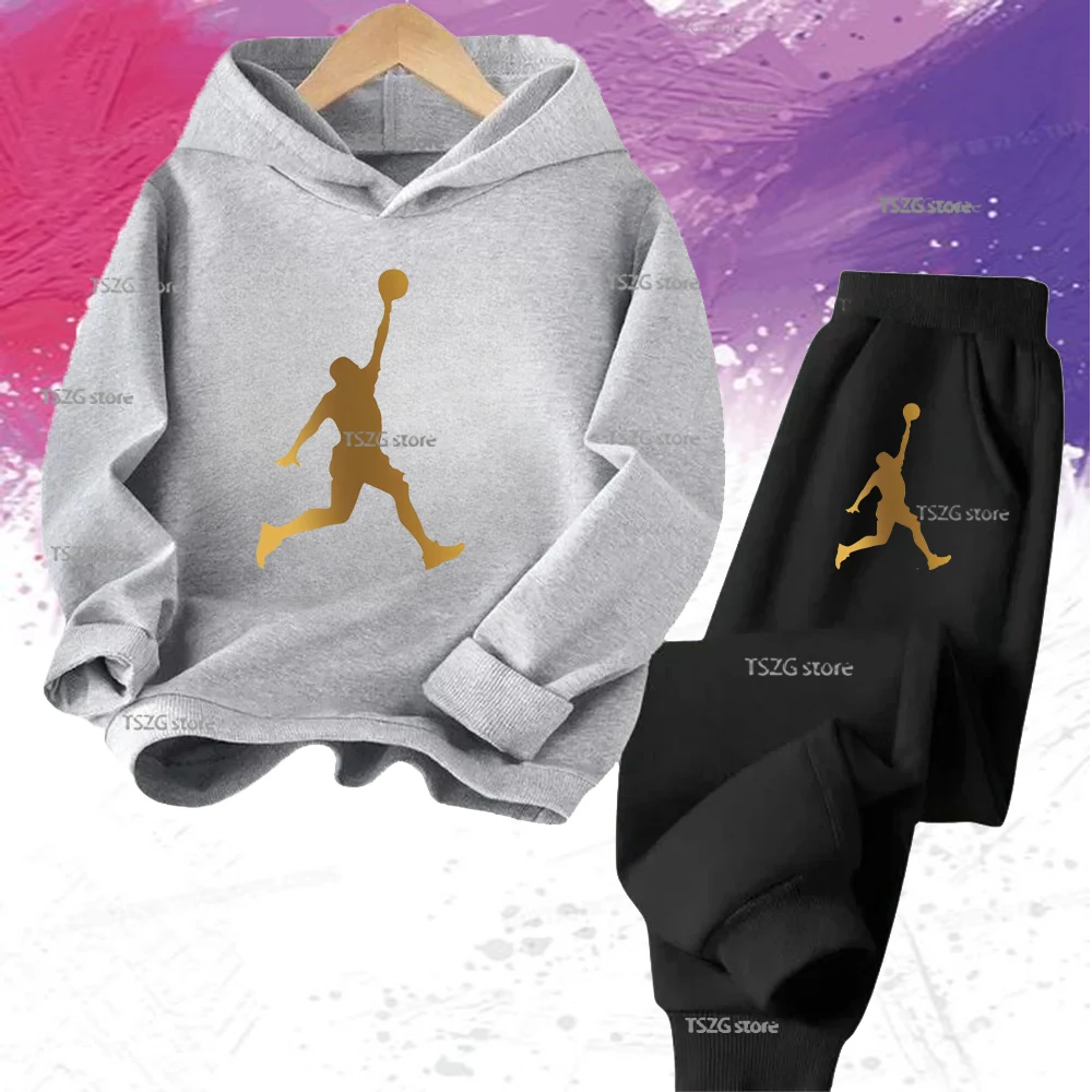 Autumn Winter Slam Dunk Master Pattern Printed Children Hoodie+Pant Suit 2pcs Set Kid Boy Girl Fashion Clothing Casual Sportsuit