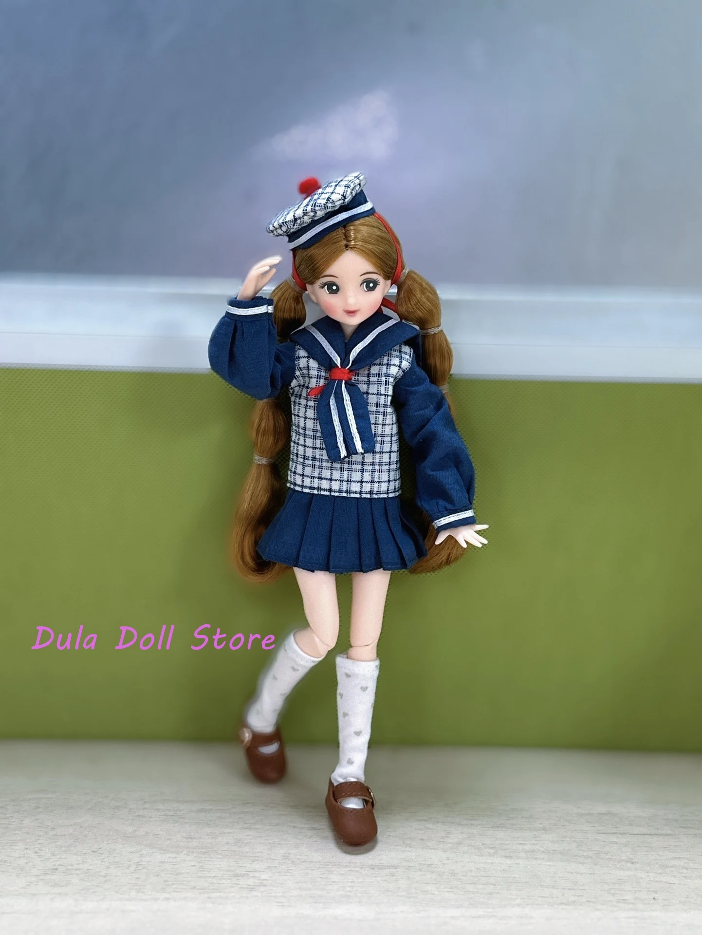 Dula Doll Clothes Dress Navy Sailor Suit Plisowana spódniczka dla Blythe Qbaby ob24 ob22 Licca ICY JerryB 1/6 Bjd Doll