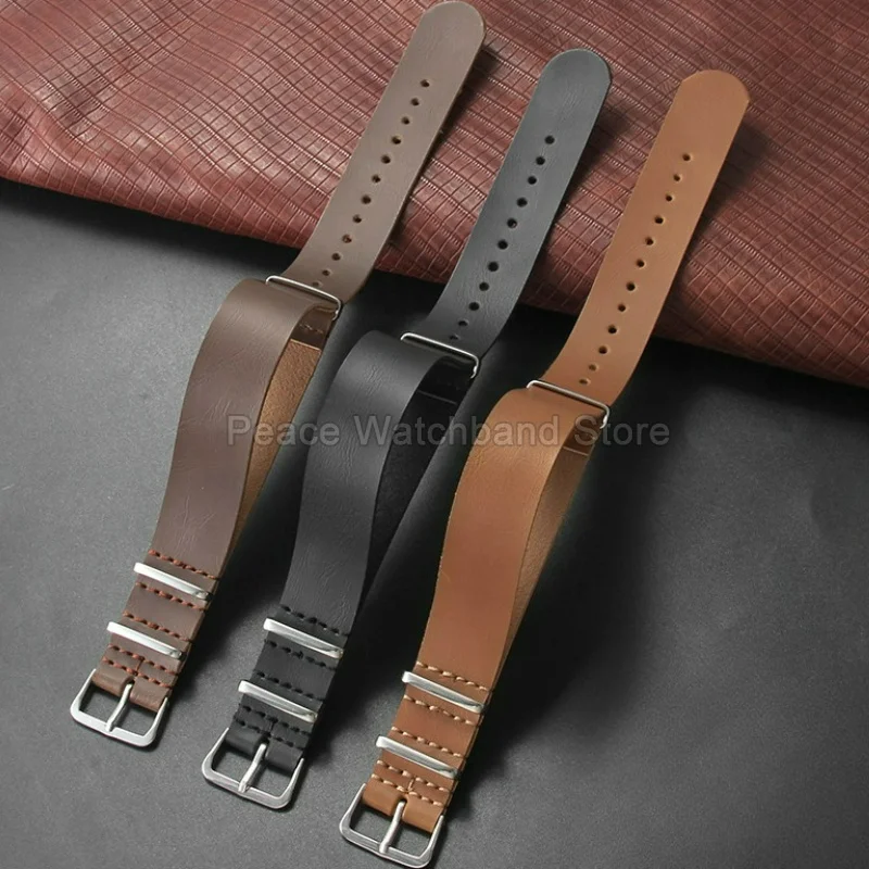 Black Light-brown Coffee for Timex Weekender Hamilton Tissot HUAWEI Omega CK One Piece Slip Through Watchband Long Service Life