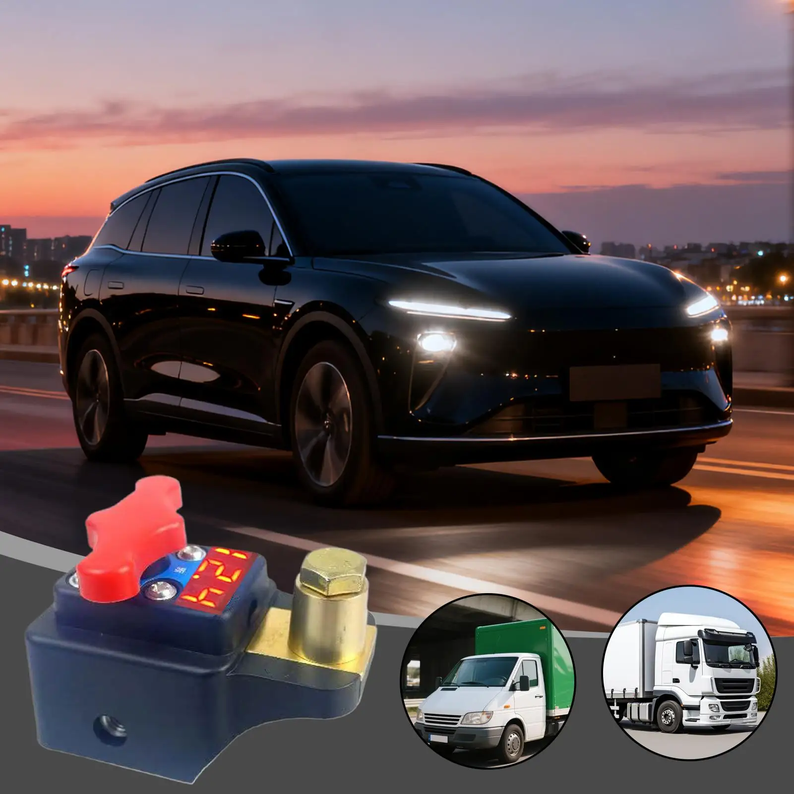 

Car Battery Power Off 12V-24V Power Control Isolator Switches Digital Display Automotive Battery Drain Control For Long-Term