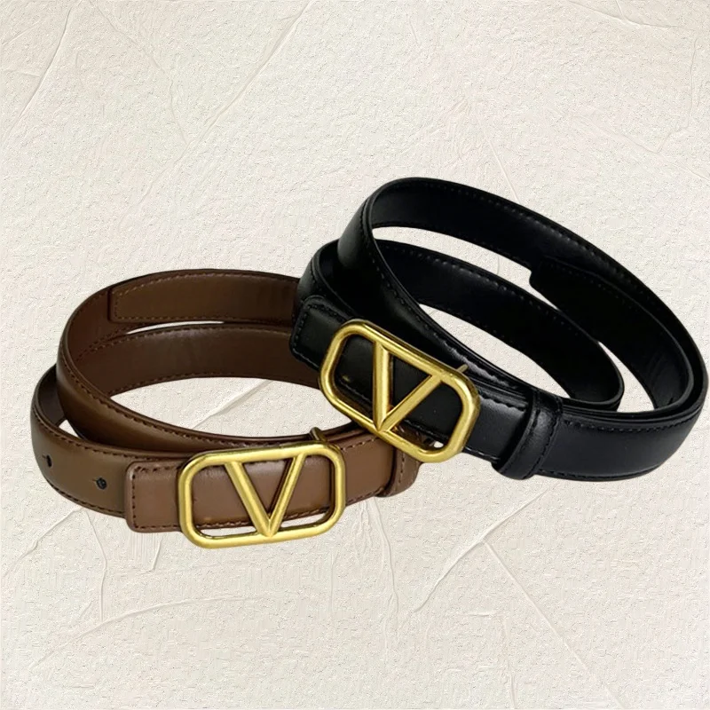 طقم مكون من قطعتين - فستان نسائي بحزام جلدي فاخر مقاس كبير، حزام بنطال جينز بإبزيم ذهبي، حزام PU متوسط #5