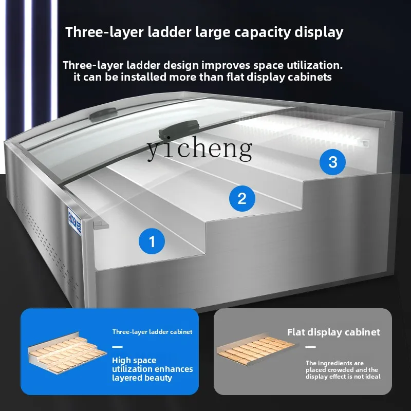 three-layer stepped refrigerated and fresh-keeping display cabinet seafood frozen ice table