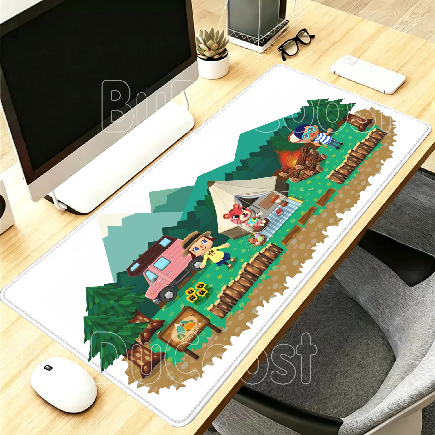 Large Animal Crossing‌ Kawaii Mouse Pad Non-Slip base Gaming Cute Cartoon Office e-sports Mousepad HD Printing overlock Desk Mat view 3