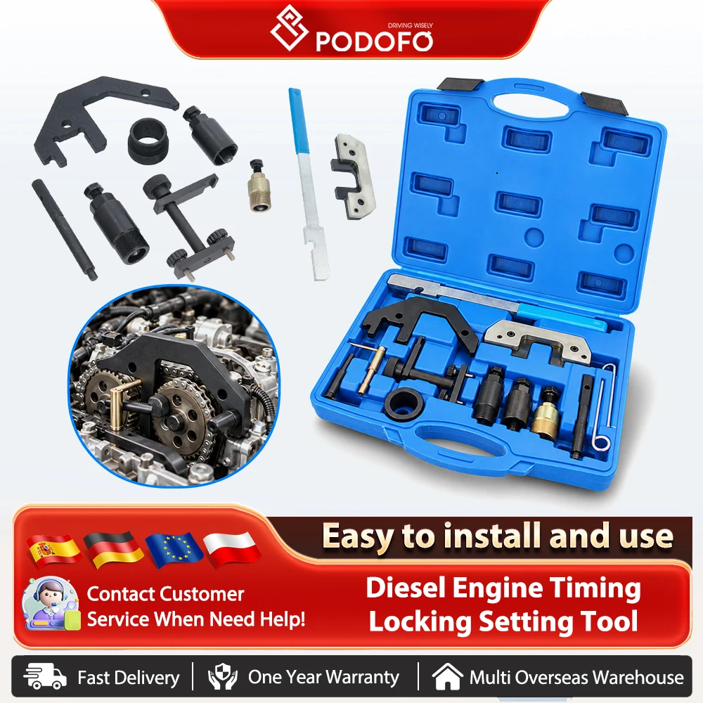 Strumento di bloccaggio e regolazione della distribuzione del motore diesel Podofo, compatibile con BMW M41 M51 M47 M57 E66 e Land Rover, per l'installazione e la rimozione dell'albero a camme/unità