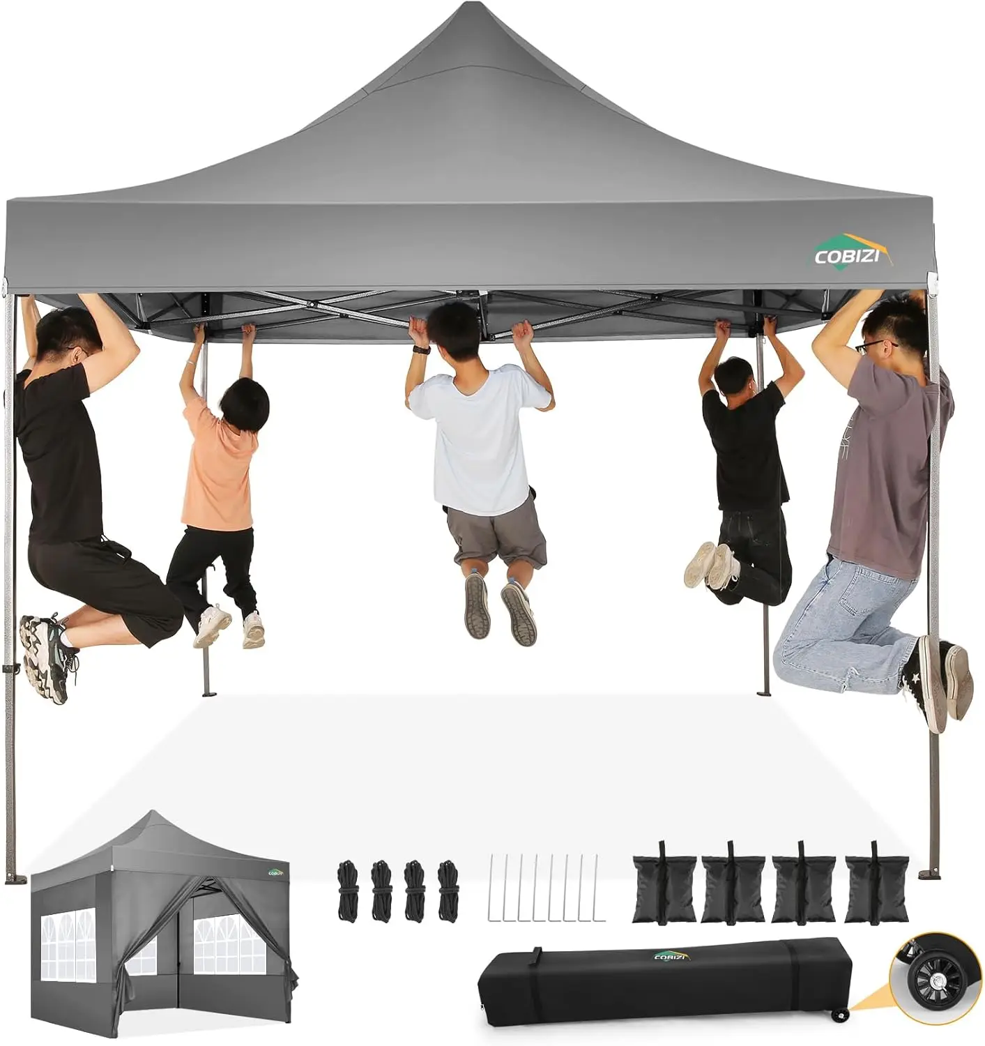 Cobizi 10X10 Pop Up Canopy Tent With 4 Sidewalls Commercial Heavy Duty Canopy Upf 50+ All Weather Waterproof Outdoor Canopy