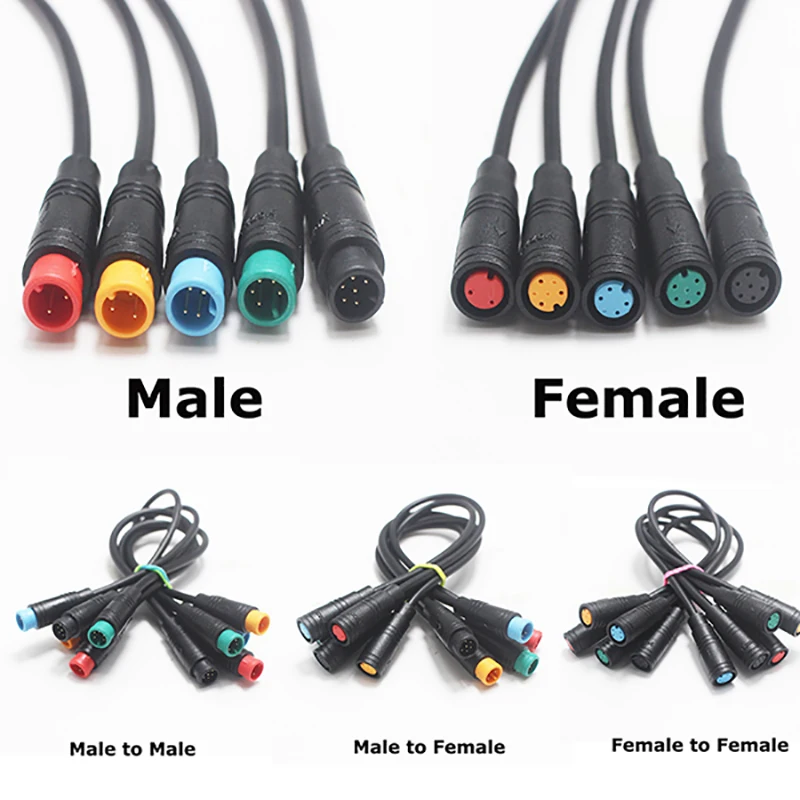 Julet 9 mm Basisanschluss 2, 3, 4, 5, 6-poliges Kabel, wasserdichter Stecker für E-Bike, Bafang-Display-Pin, optionales Kabel, E-Bike-Zubehör