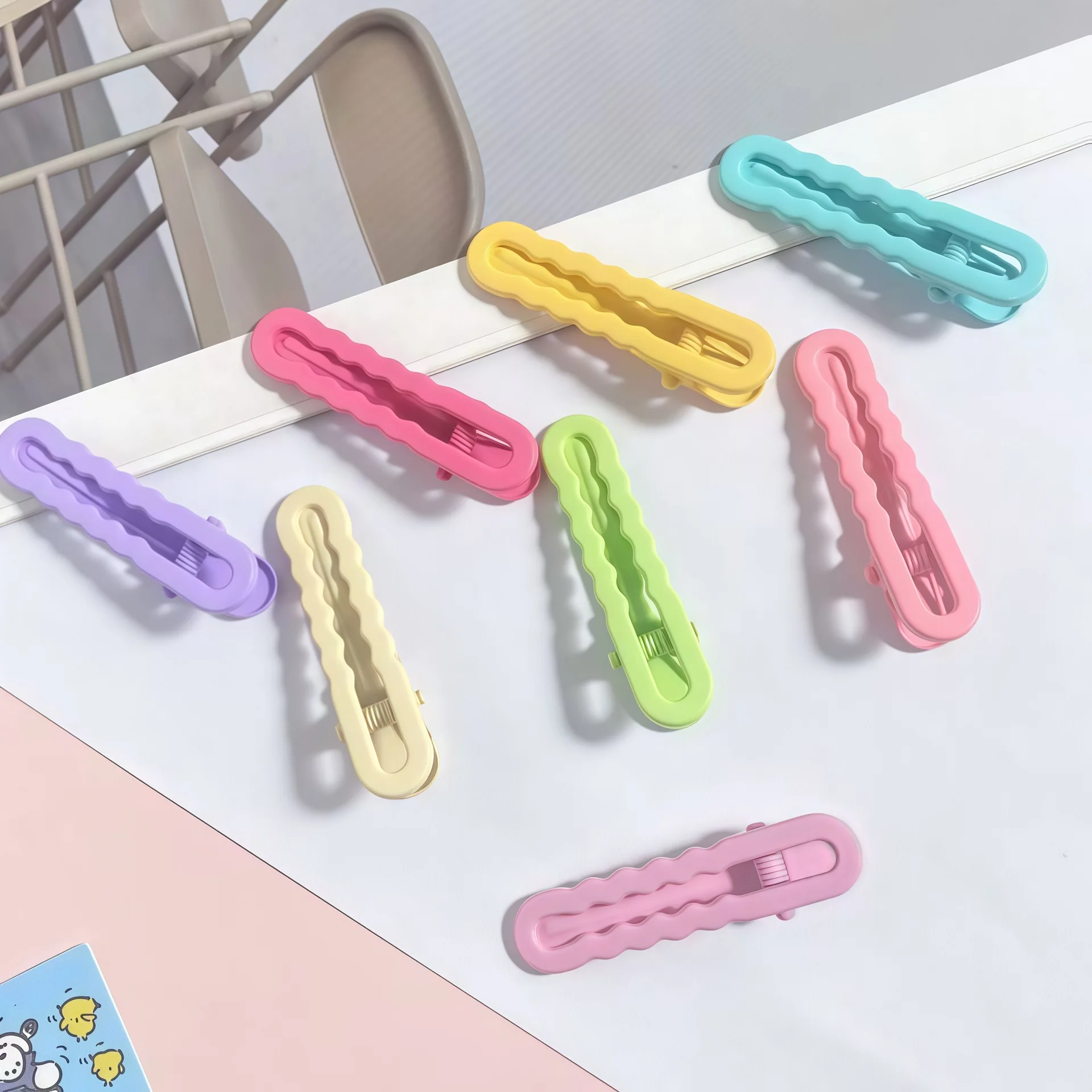 

5cm Glossy Wave Hair Clips, Bangs & Flyaway Hair Barrettes, Candy Color DIY Hairpin Blank Materials for Wholesale