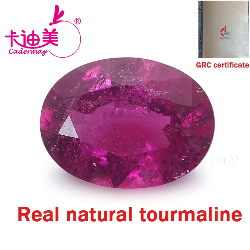 Oval Shape Pinkish Red Real Natural Tourmaline Loose Stone With GRC Certificate Gemstone For DIY Fine Jewelry Making