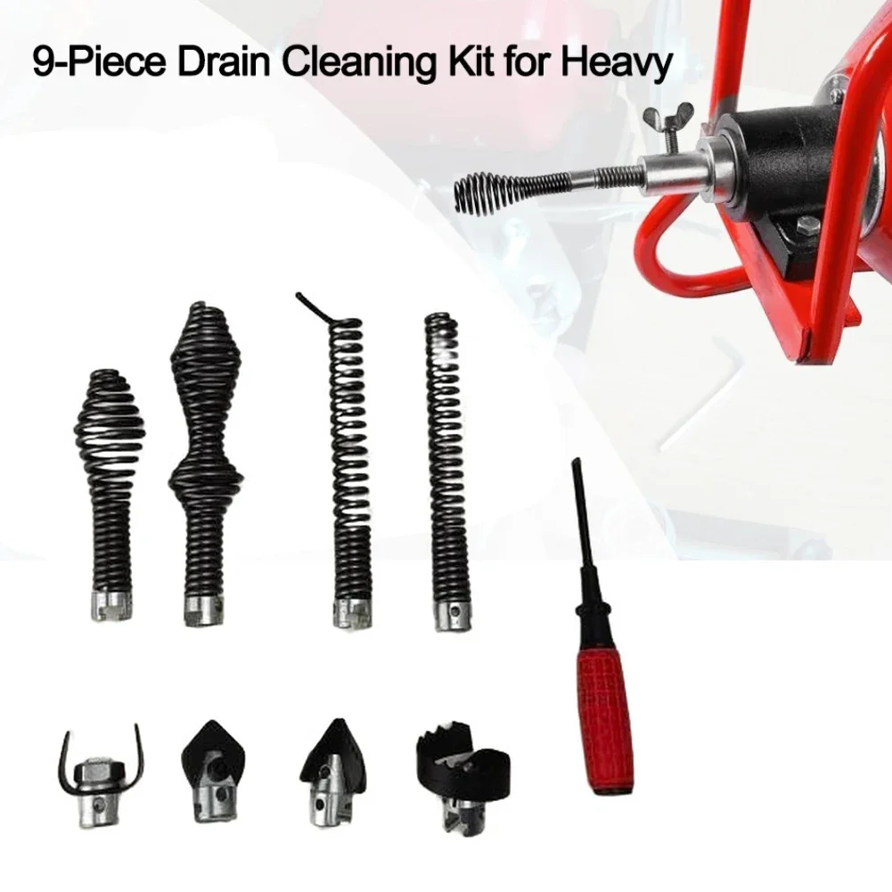 9-Piece Pipe Cleaner Cutter Accessories, Drain Cleaner Cutter Set For Ridgid C8 With 5/8" Shank Tools