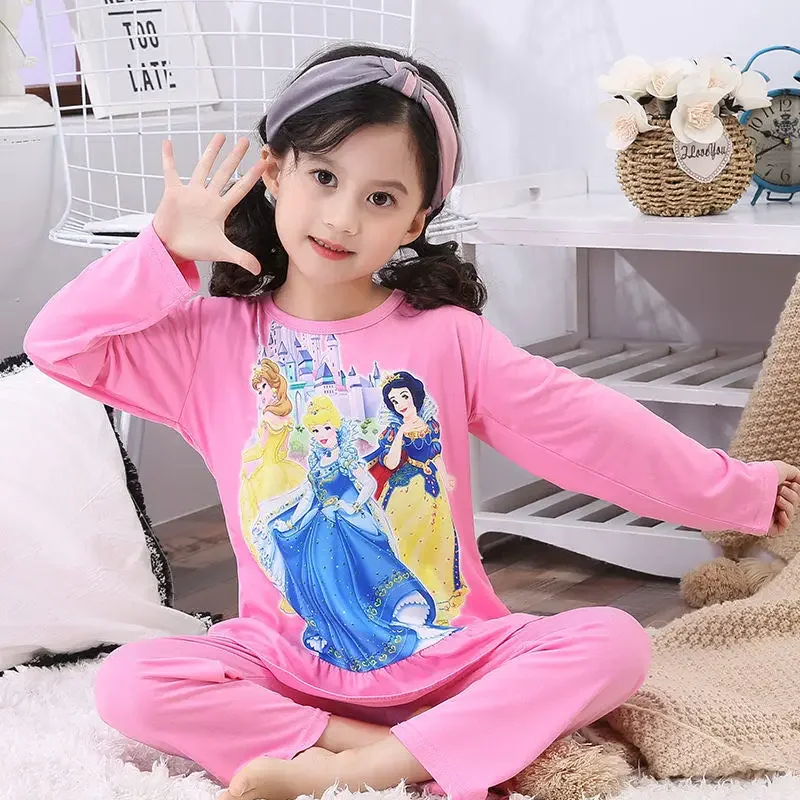 Boys Girls Pajamas Frozen Anna Elsa Mickey Minnie Clothing Set Kids Long Sleeve Cartoon Home Sleepwear Children Nightgown Suit