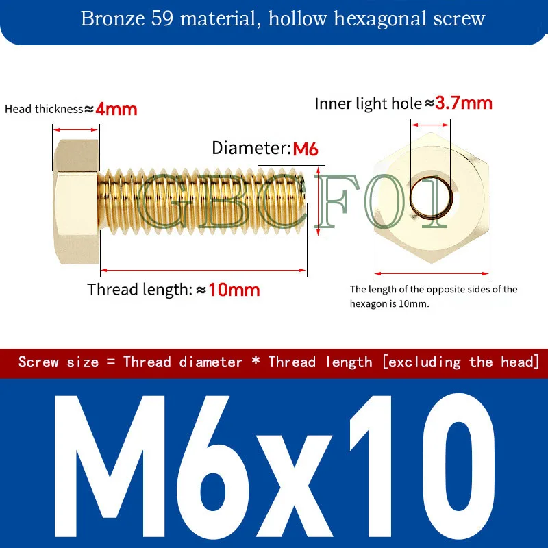 rass Hollow Hexagon Screw Wire Feed-Through Bolt M6-M14 Hex Perforated Screw Conductor Threaded Rod Terminal Stud