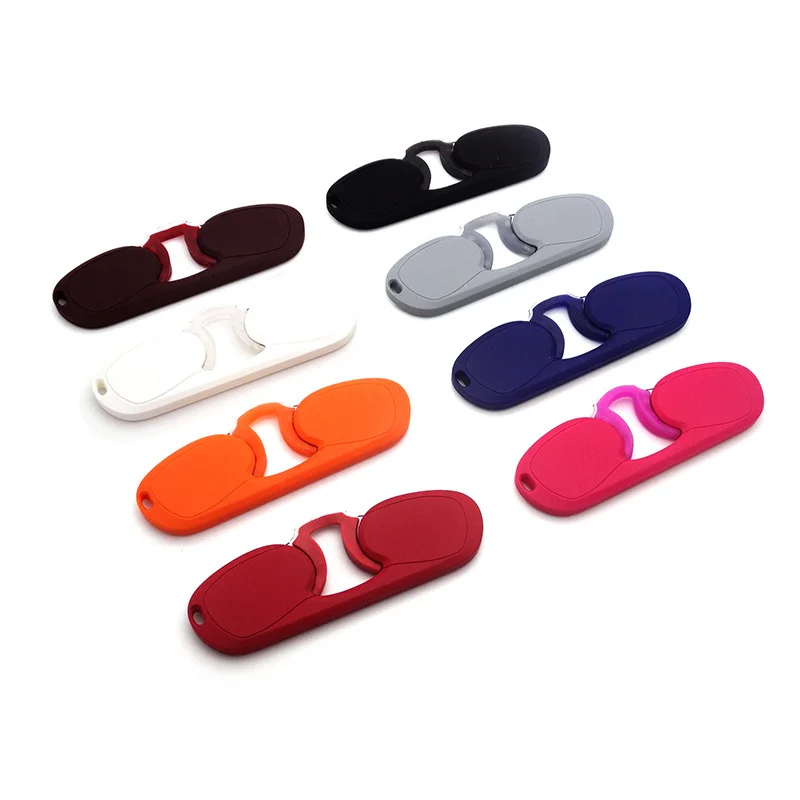 1PC Portable Silicone Nose Clip Pocket Reading Glasses Men Women Mini Keychain Magnifying Presbyopic Rimless Readers Spectacles