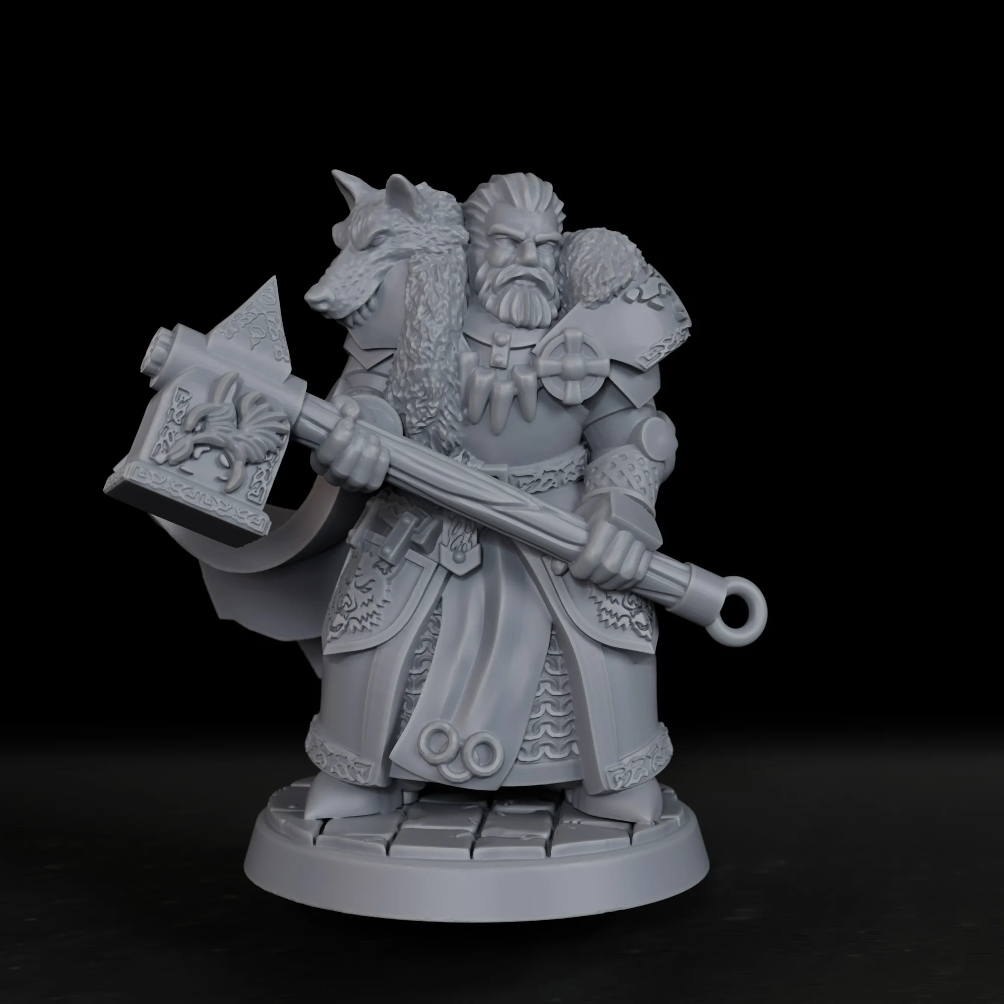 TTRPG Wolf Warrior Miniature, Tabletop Roleplay Game Figure, Highly Detailed Armored Dwarf Durable & Ready to Prime