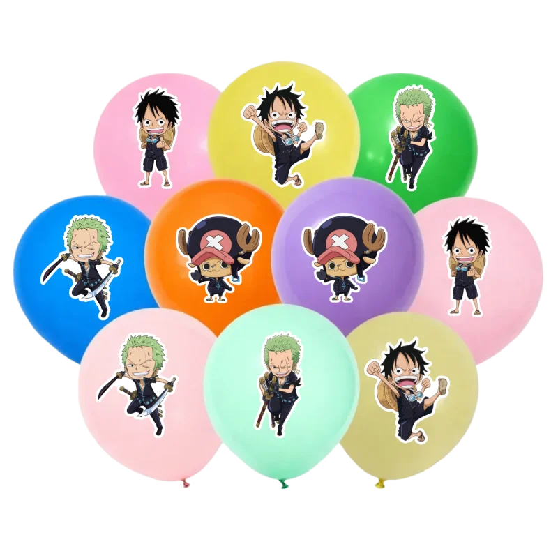 

10/20pcs One Piece Balloons Luffy Zoro Chopper Anime Cartoon Latex Balloon Birthday Party Decor Kid Boys Baby Shower Cake Topper