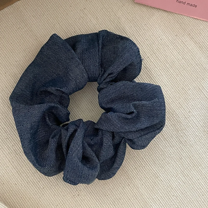 Scrunchies estilo denim para mulheres e meninas, penteados chiques, elásticos de borracha, acessórios para cabelo