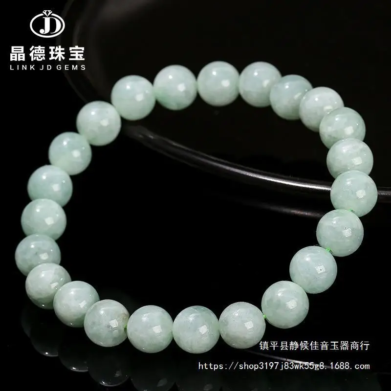 Natural a Cargo Retro Burma Jade round Beads Bracelet Men and Women