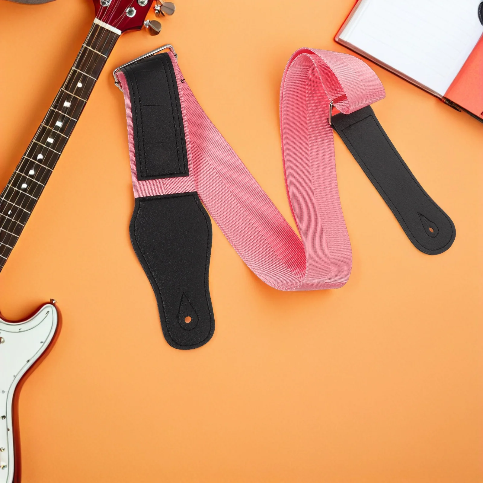 

3Pcs Adjustable Guitar Strap Set Wide Thick Padded Polyester Electric Bass Acoustic Guitar Strap Orange