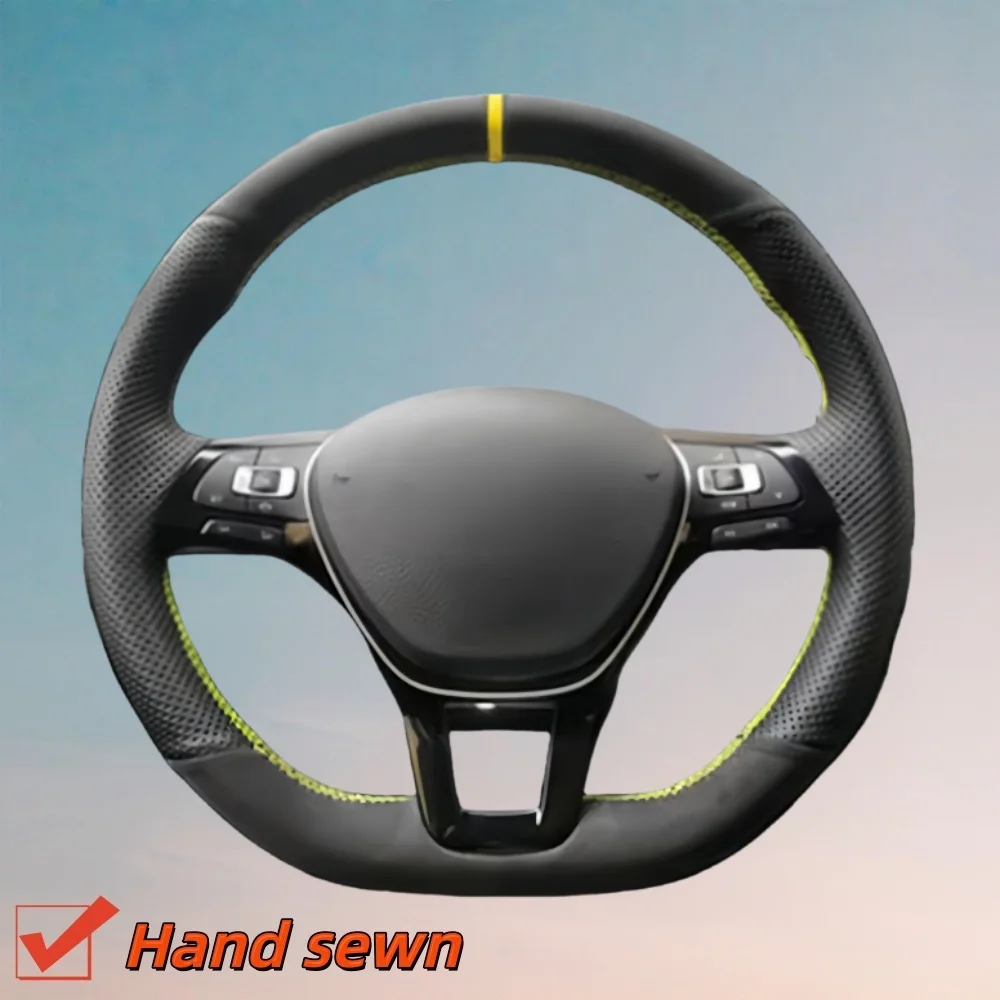 Funda de Volante de Cuero Suave Personalizada para Coche, Mk7 Touran Up, Nuevo Polo Passat B8, Funda Protectora para Volante de Volkswagen Jetta