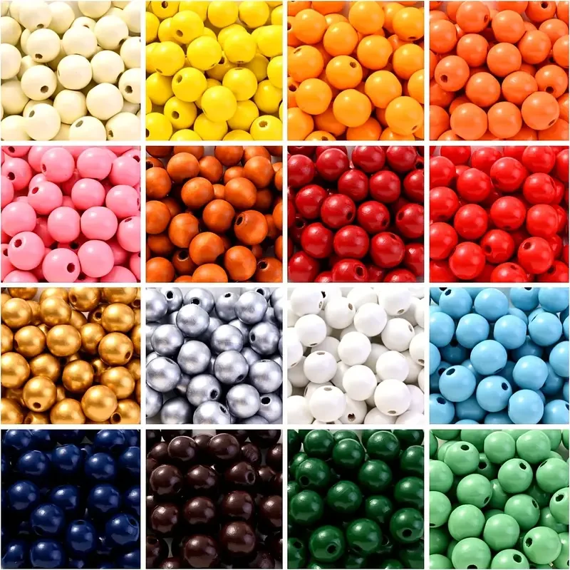 50 16mm colored wooden beads - circular scattered beads, suitable for DIY jewelry, bracelets, and party decorations