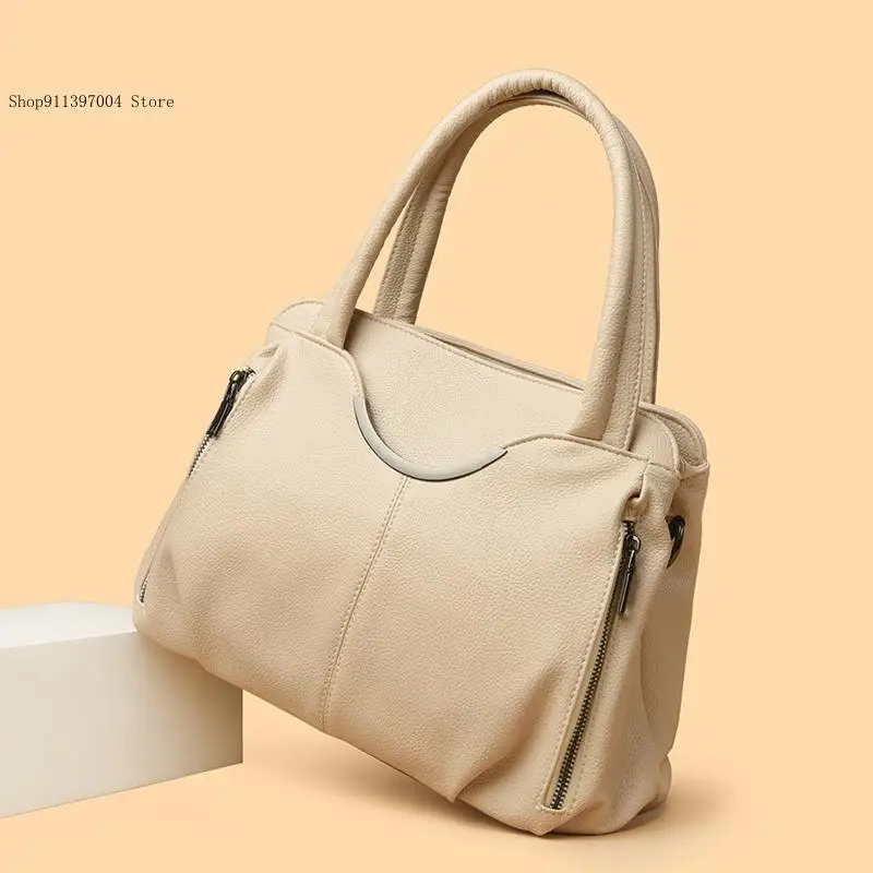 Commuting Pure Color Large Capacity Middle Aged Outing Handheld Single Shoulder Cross Shoulder Handbag Female
