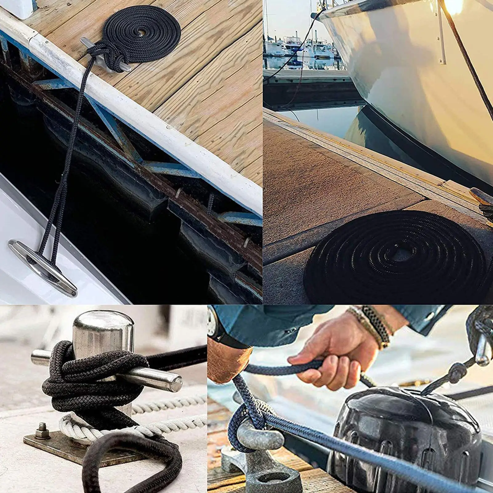 

Док-линии для лодок Сверхмощный нейлоновый шнур 5/8 дюймов X 15 футов Док-кабели для лодок Для швартовки, крепления, парусного спорта, яхт, морской деятельности