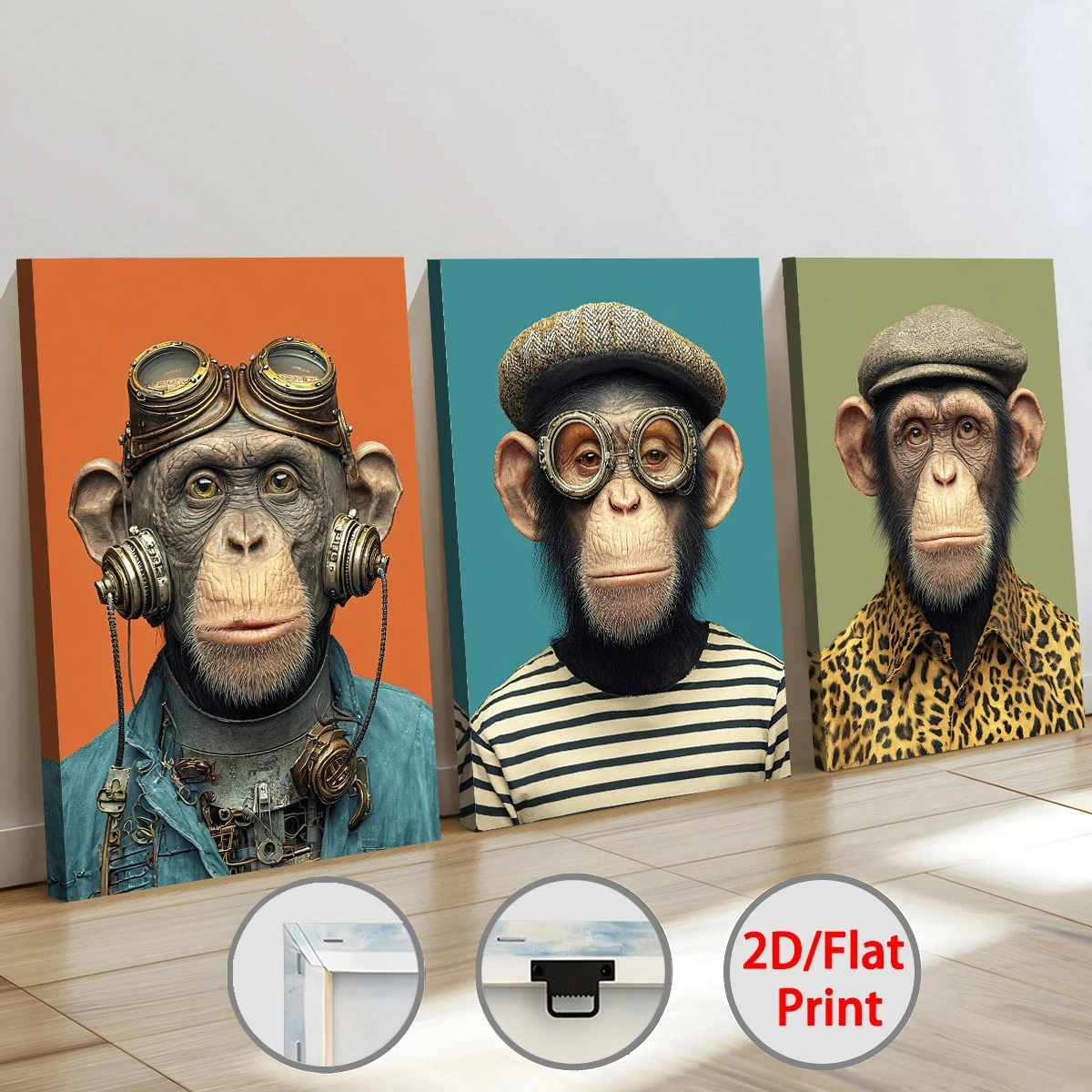 Minimalist and Fashionable Art of Orangutans, Framed Canvas Painting, Ready to Haning, Home Decor, Wall Art Room Decoration,Gift