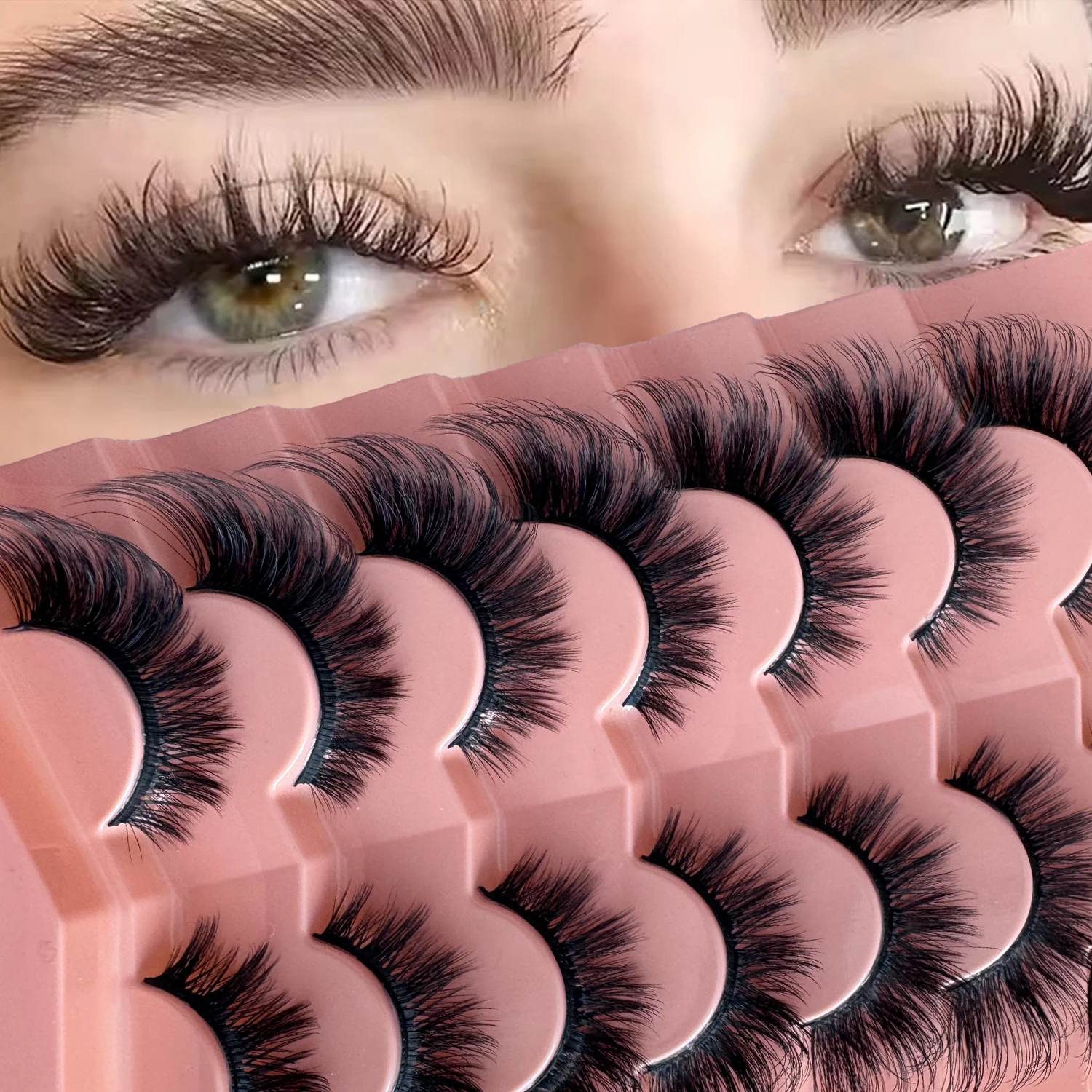7 쌍 3d 슬리밍 컬리 인조 속눈썹 대용량 자연스럽고 사용하기 쉬운 눈의 모습을 향상시키는 가짜 속눈썹
