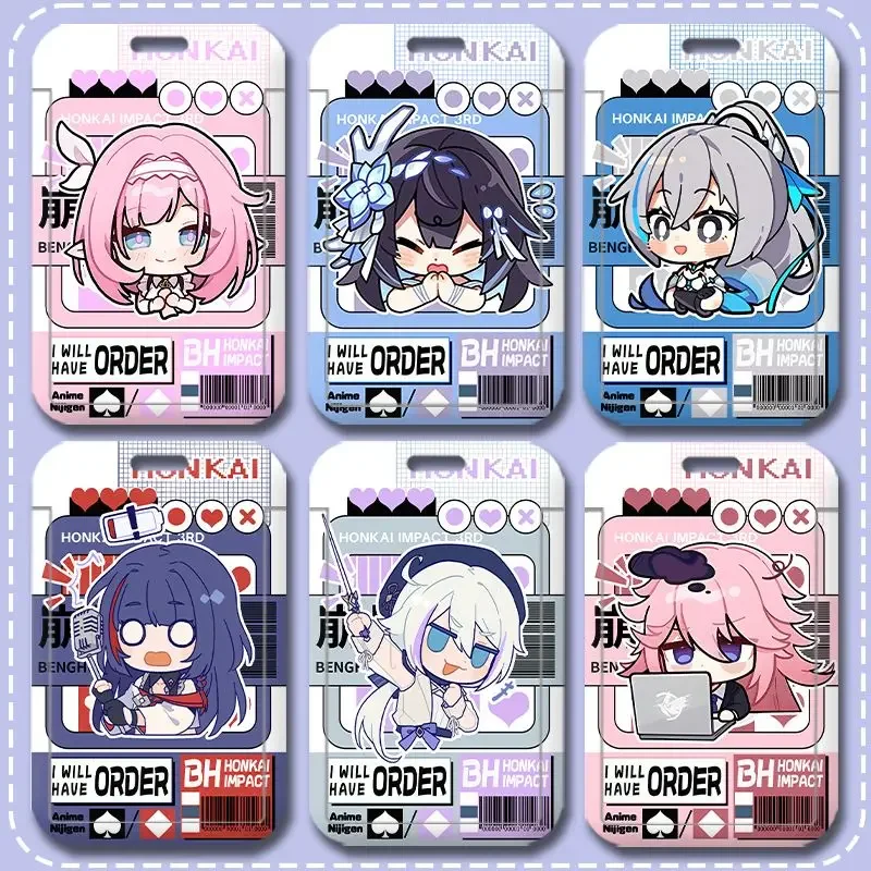 Anime Honkai Impact 3rd Q Expression Business Card Holder Retractable Credit Card Holders Bank ID Holders Bus Card Cover Cases