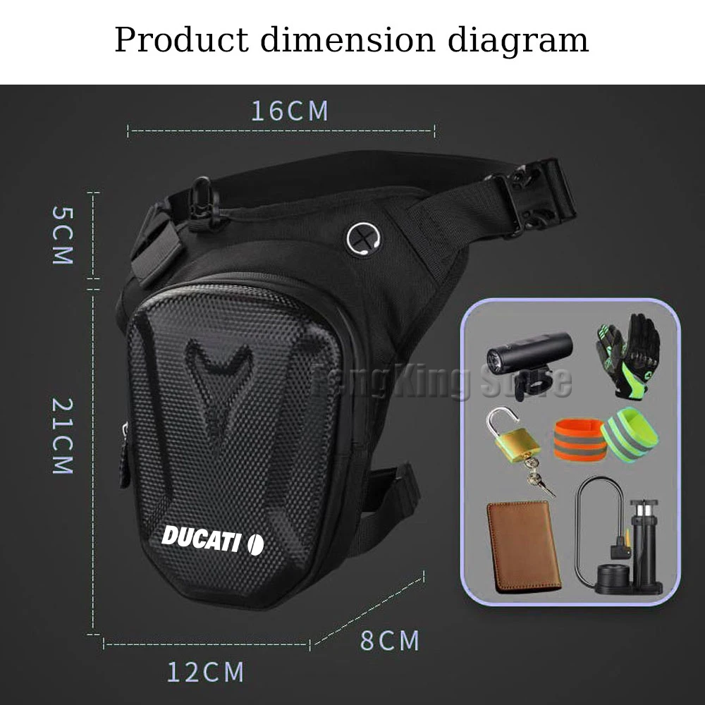 For Ducati Hypermotard 950 939 821 796 SP Motorcycle leg bag knight hard shell waterproof waist bag, crossbody bag