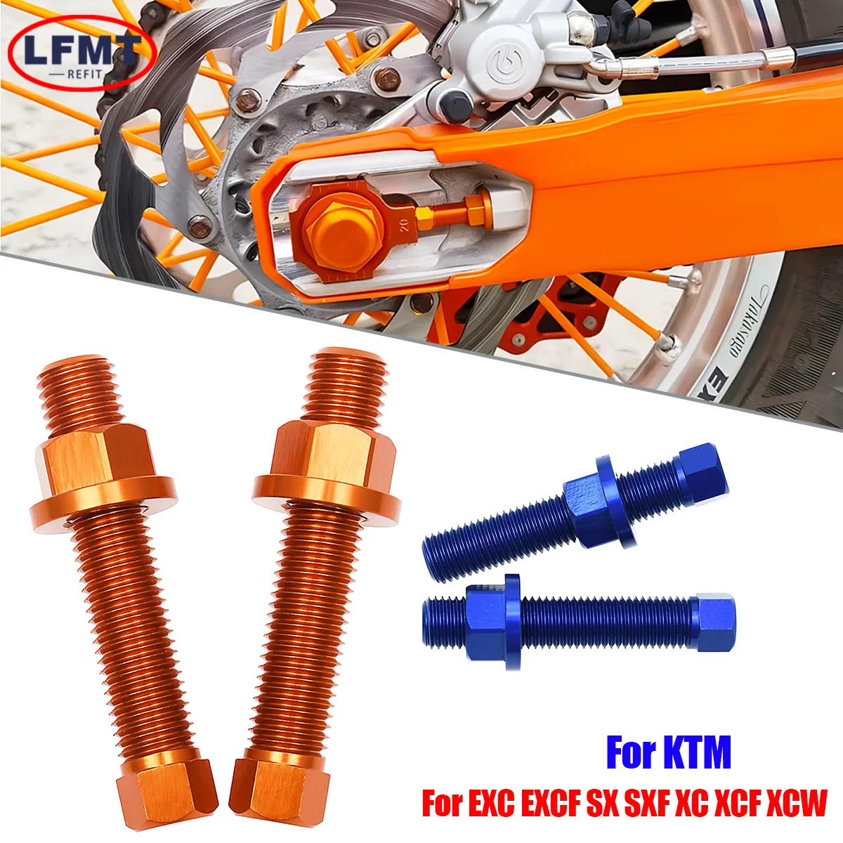 For KTM 690 790 890 950 990 1090 1190 1290 M10 Chain Axle Adjuster Bolt Nuts ADVENTURE DUKE ENDURO EXC EXC-F SX SXF XC XC-F XC-W