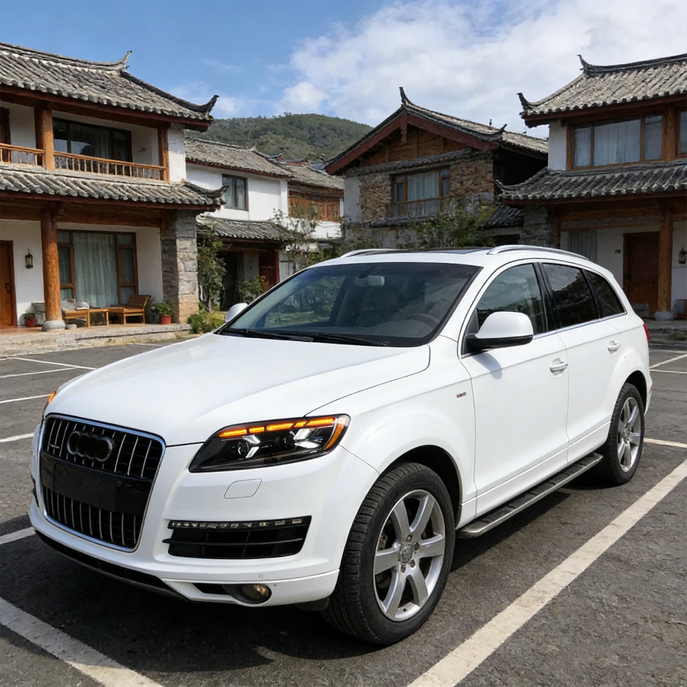 

For Audi Q7 2006-2015 Auto Headlights Assembly Upgrade Start Animation Q8 Style LED Projector Lens Car Tools Accessories