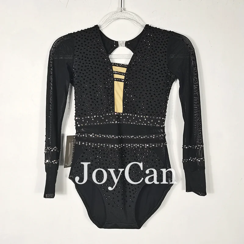 JoyCan Rhthmic Gymnastics Leotards Girls Women Black Spandex Elegant Dance Wear for Competitiion