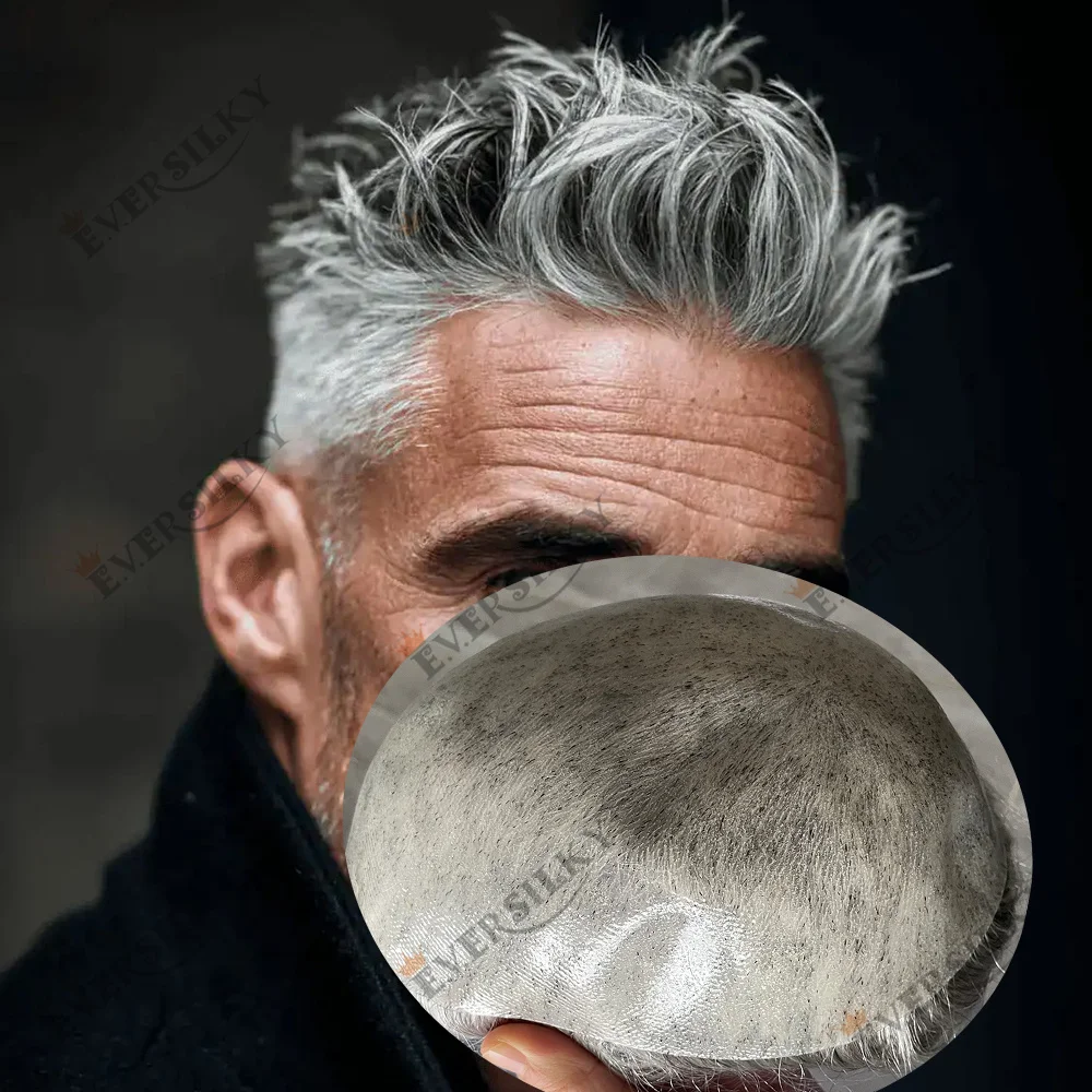 

Натуральный парик-накладка для мужчин из человеческих волос, серо-черный (1B40, 1B50, 1B80), коричневый, светлый, суперпрочный, на тонкой микро-основе, самые дешевые накладки для волос