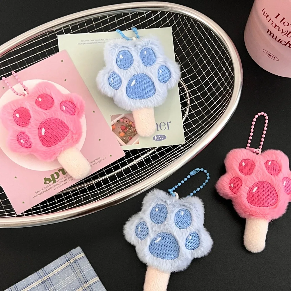 Kawaii Kat Poot Ijslolly Sleutelhanger Creatieve Zoete Pluche Pop Sleutelhanger Girly Tas Hanger Rugzak Hangende Decoratie Mooie Geschenken