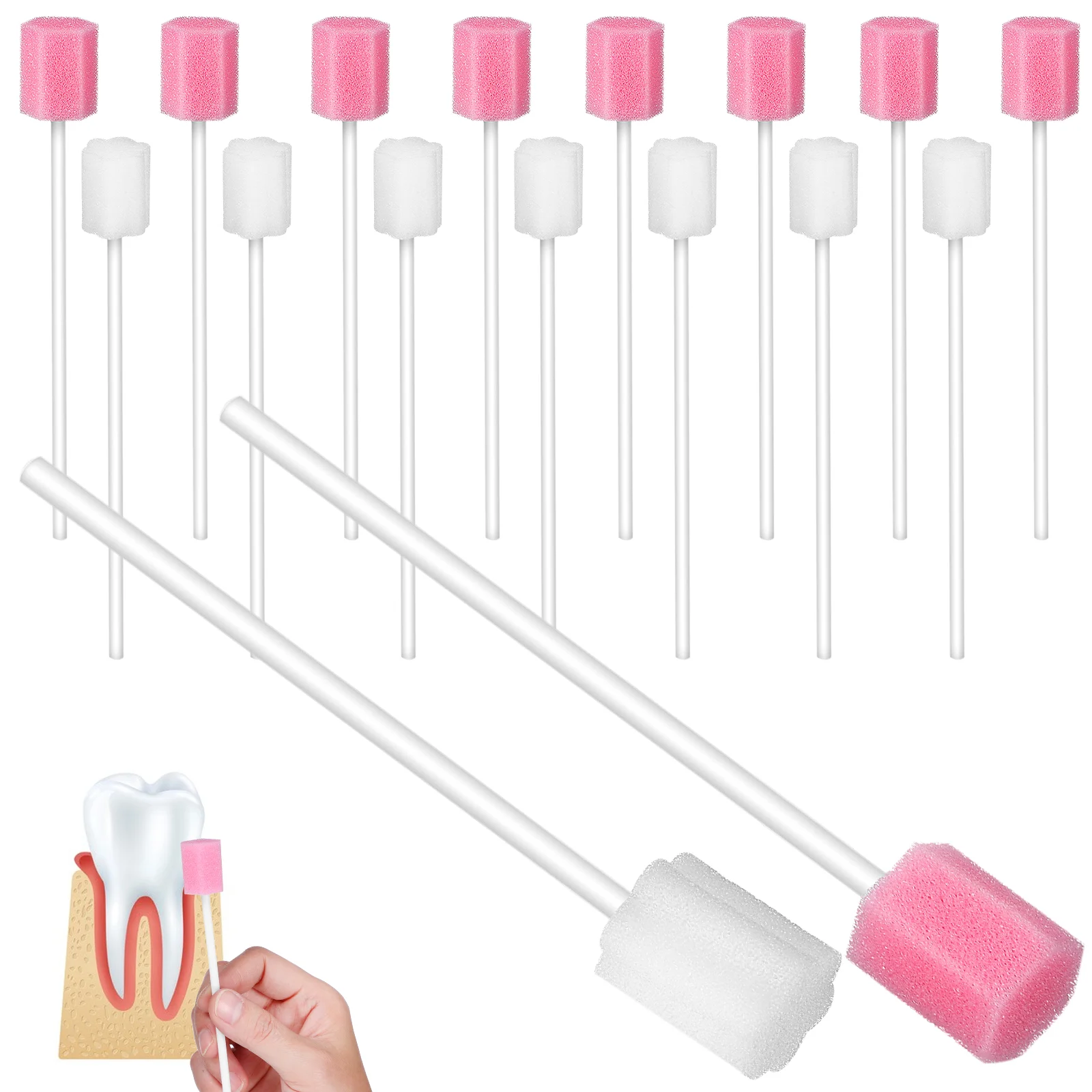 

100 Pcs Oral Cleaning Stick Sponge Sponges Swabs Plum Bossom Mouth For Elderly Dental Baby Care