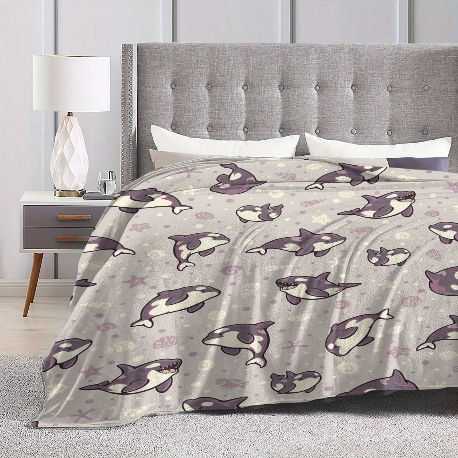 Cozy Killer Whale Print Plush Blanket - Great for the Sofa, Bed, Picnics and Travel | Machine Washable, Extra Large Size view 5