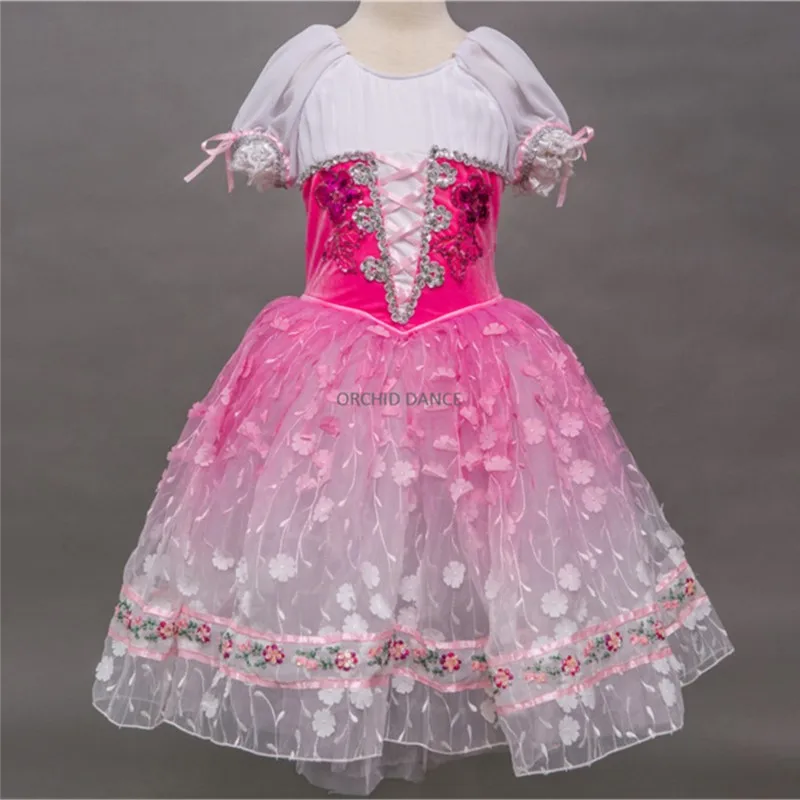 

Professional Fashion Design Kids Girls Ballet Dance Performance Wear Velvet Long Romantic Tutu