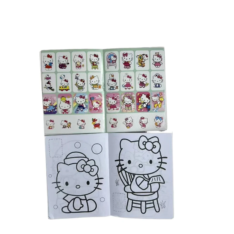 Hello Kitty Kawaii Mini Drawing Book Sanrio Cartoon Stickers Cute Coloring Book Coloring Notebook Children\'s Gift Wholesale