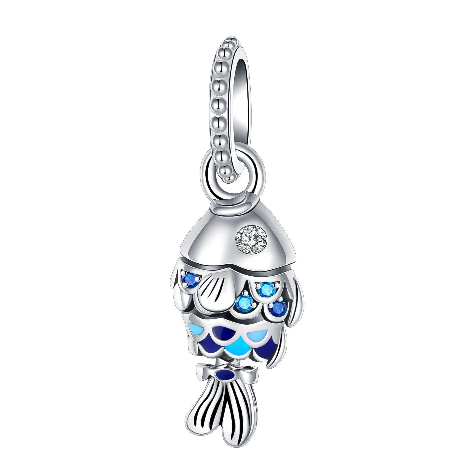 

925 Sterling Silver Fish Diamond Blue Animal Series Pendant Charm Fit Original Pandora Charms Bracelets Women DIY Jewelry Gift