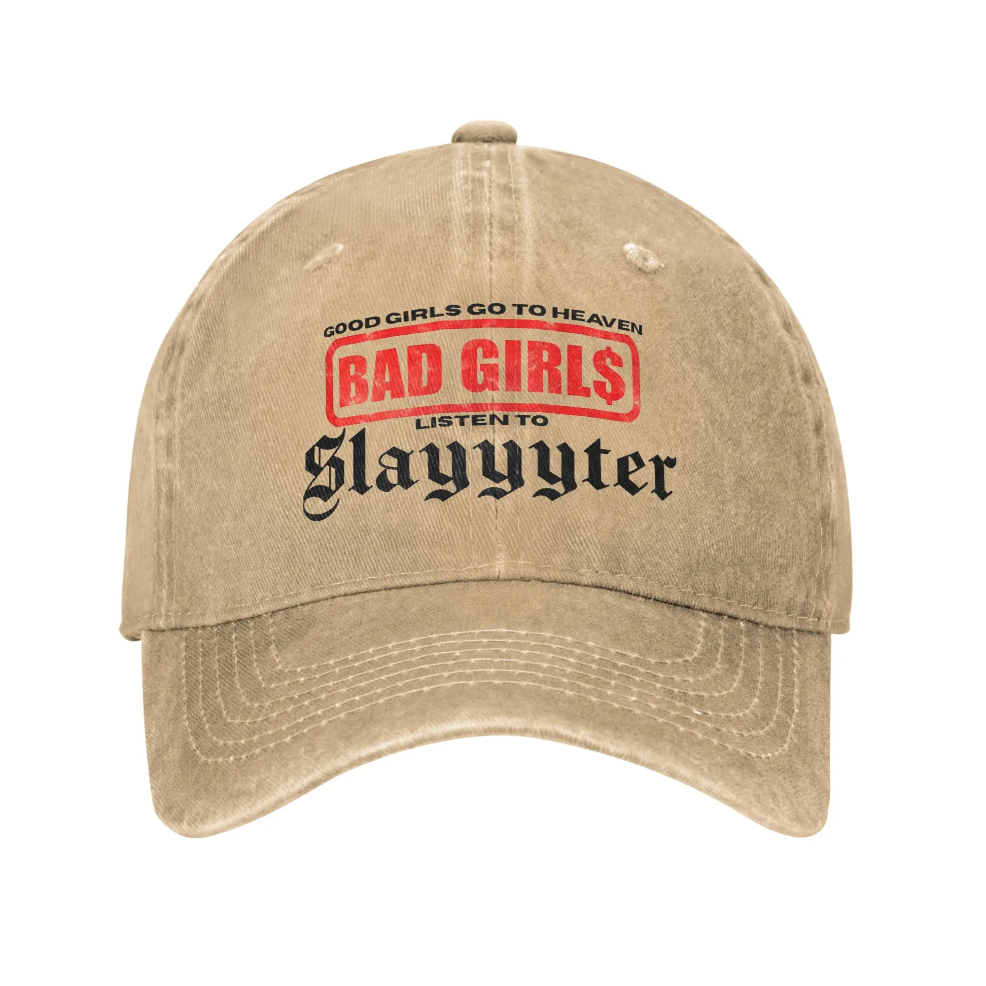 Bad Girls Listen to Slayyyter Unisex Baseball Caps  Distressed Washed Caps Hat Outdoor Workouts Adjustable Fit Snapback Cap