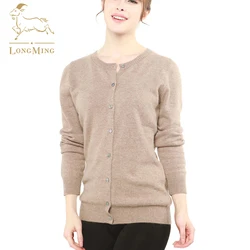 LONGMING Nữ Cardigan 100% Merino Len Áo Len Len Pha Trộn Thu Đông Ấm Dệt Kim Femme Cardigan Nữ Cashmere Áo Len