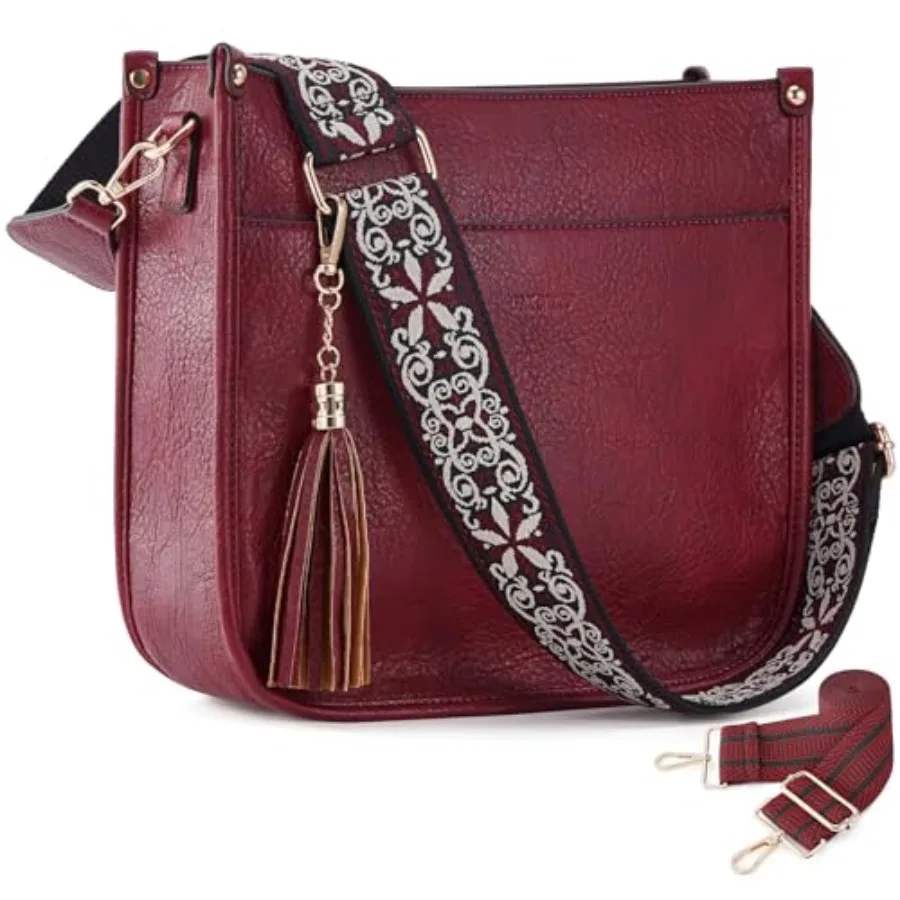 

Сумка-кроссбоди из веганской кожи для женщин, модная сумка-хобо с кисточками, женская сумка с 2 регулируемыми ремнями в виде гитарных бретелей, из веганской кожи