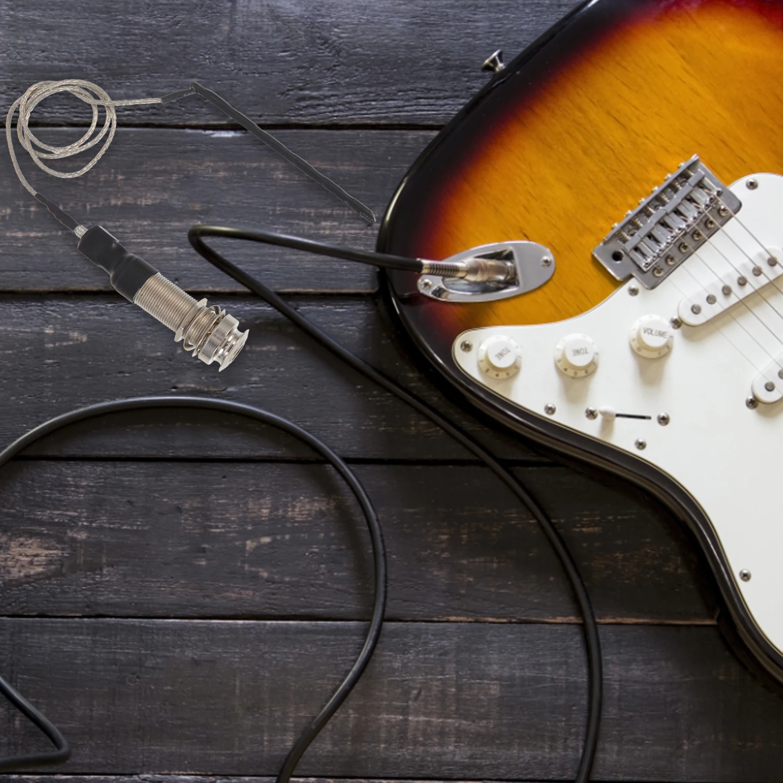 

Guitar Pickup Acoustic Electric Sound Hole Transducer Passive Piezoelectric Copper Jack Durable Guitar Accessory Performance